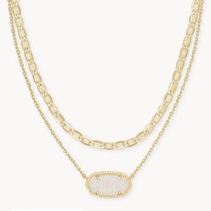 Kendra Scott Elisa gold multi strand necklace in iridescent drusy